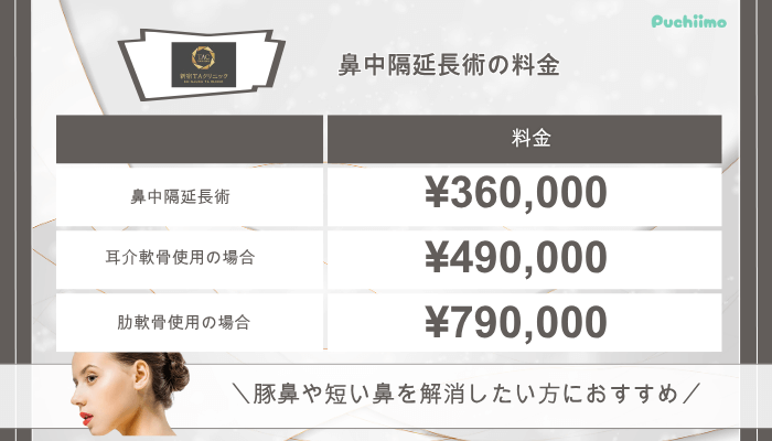 新宿TAクリニック鼻整形鼻中隔延長術料金