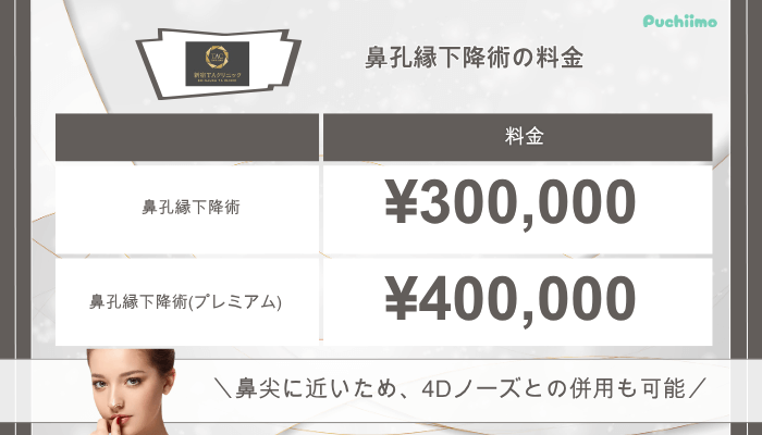 新宿TAクリニック鼻整形鼻孔縁下降術料金
