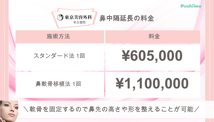 東京美容外科名古屋鼻整形鼻中隔延長料金