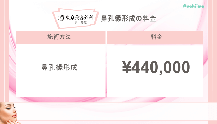 東京美容外科名古屋鼻整形鼻孔縁形成料金