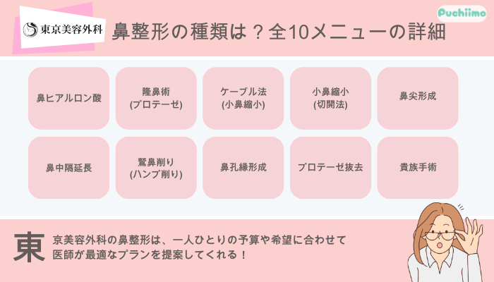 東京美容外科鼻整形の種類