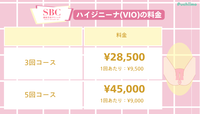 SBC医療脱毛ハイジニーナVIO料金