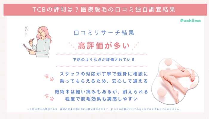 TCB医療脱毛の口コミ評判