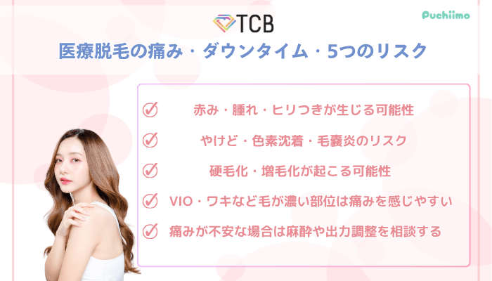 TCB医療脱毛の痛み・ダウンタイム・5つのリスク