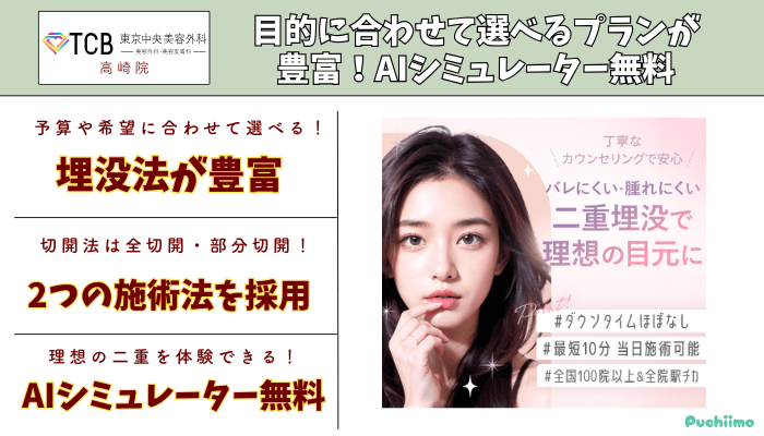 TCB東京中央美容外科高崎二重比較