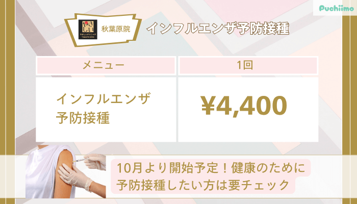 やさしい美容皮膚科・皮フ科-秋葉原院インフルエンザ予防接種