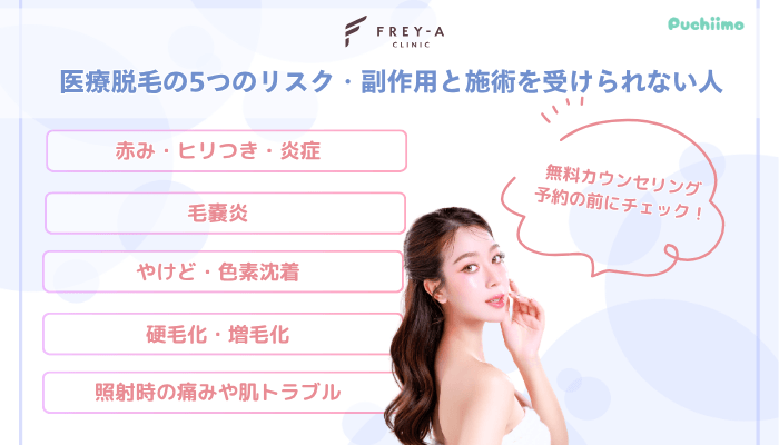 フレイアクリニック医療脱毛5つのリスク・副作用と施術を受けられない人