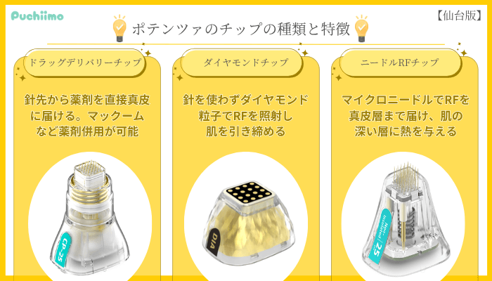ポテンツァのチップの種類と特徴仙台