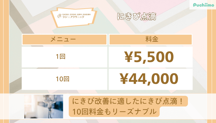 ラジニアクリニックにきび点滴