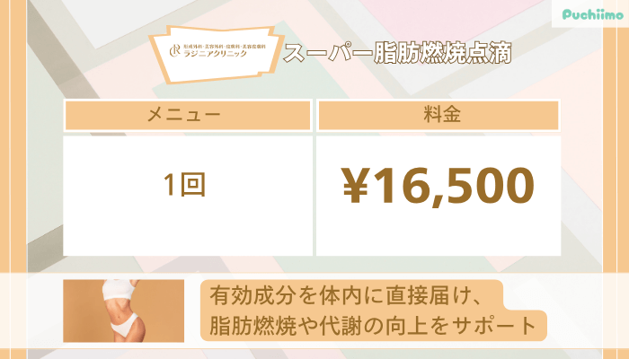 ラジニアクリニックスーパー脂肪燃焼点滴