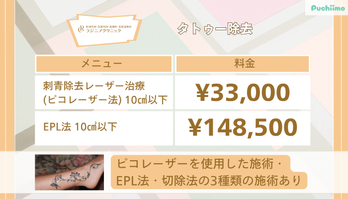 ラジニアクリニックタトゥー除去
