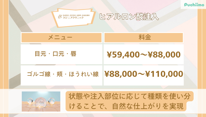 ラジニアクリニックヒアルロン酸注入