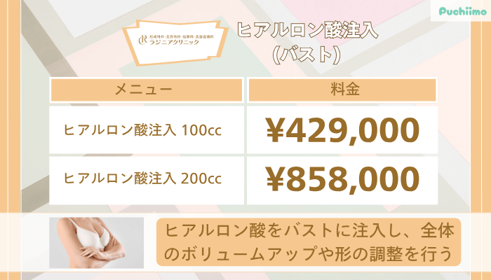 ラジニアクリニックヒアルロン酸注入バスト