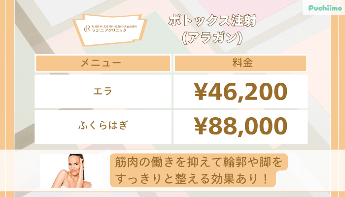 ラジニアクリニックボトックス注射アラガン小顔・痩身