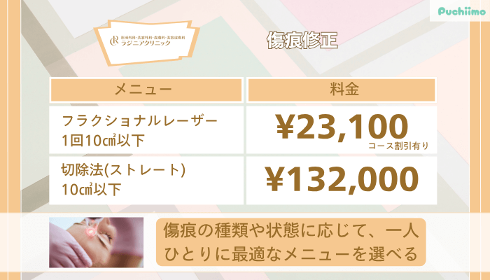 ラジニアクリニック傷痕修正