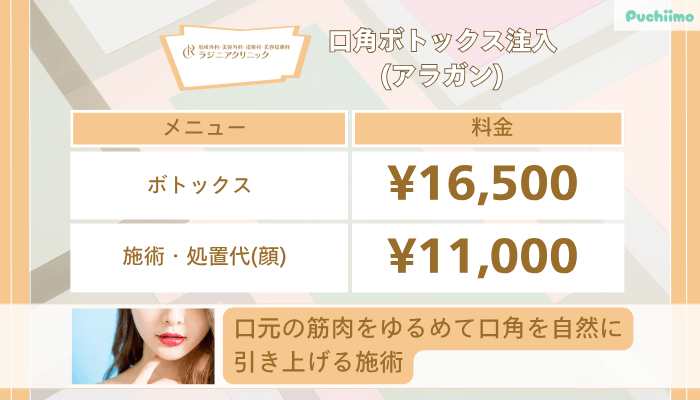 ラジニアクリニック口角ボトックス注入アラガン