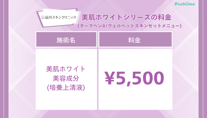 品川スキンクリニック美肌ホワイトシリーズの料金