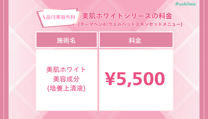 品川美容外科美肌ホワイトシリーズの料金
