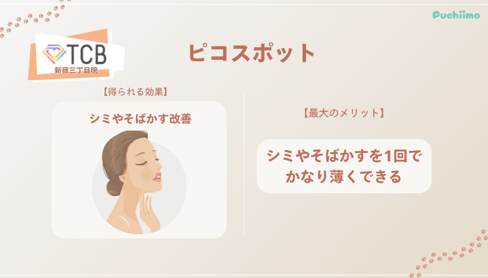 TCB新宿三丁目院ピコスポットの特徴やショット数