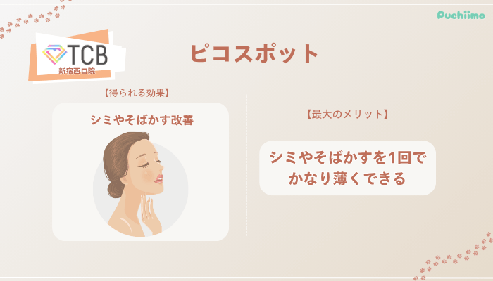 TCB新宿西口ピコスポットの特徴やショット数