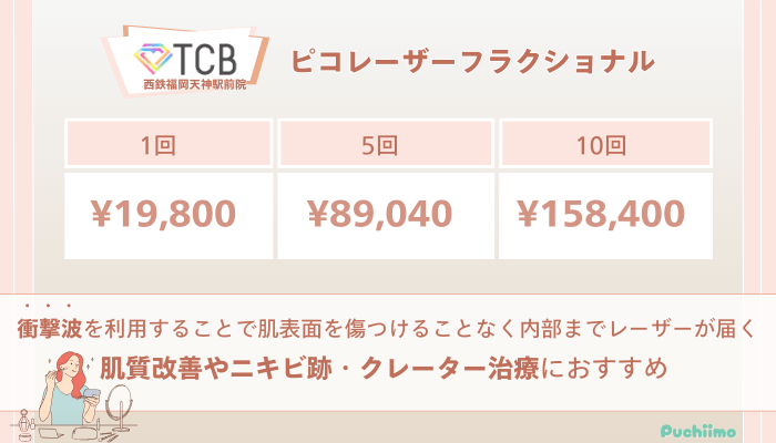 TCB西鉄福岡天神駅前ピコレーザーフラクショナルの料金