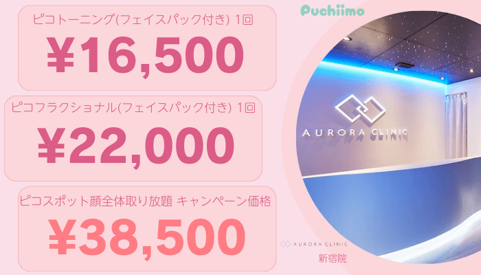 オーロラクリニック新宿ピコレーザー比較料金