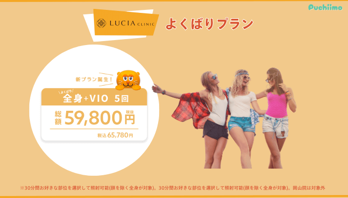 ルシアクリニック医療脱毛よくばりプラン料金