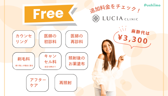 ルシアクリニック医療脱毛追加料金