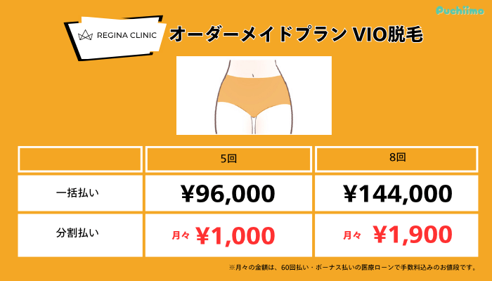 レジーナクリニック医療脱毛オーダーメイドプランVIO脱毛料金