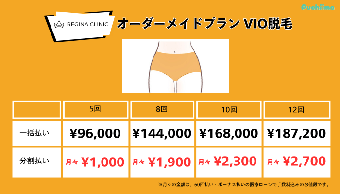 レジーナクリニック医療脱毛オーダーメイドプランVIO脱毛料金
