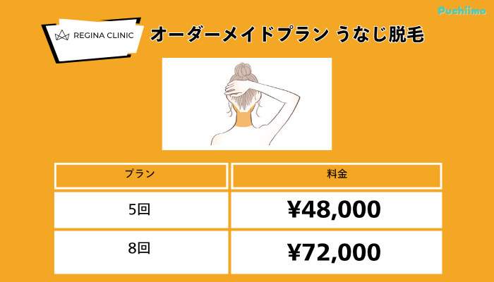 レジーナクリニック医療脱毛オーダーメイドプランうなじ脱毛料金