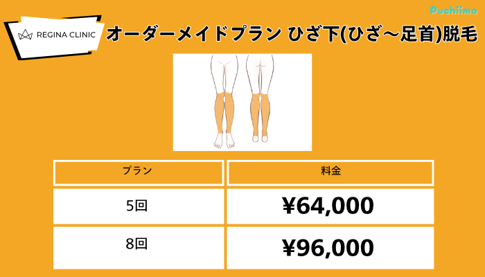 レジーナクリニック医療脱毛オーダーメイドプランひざ下ひざ〜足首脱毛料金