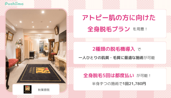 医療脱毛秋葉原やさしい美容-皮膚科・皮フ科比較全身