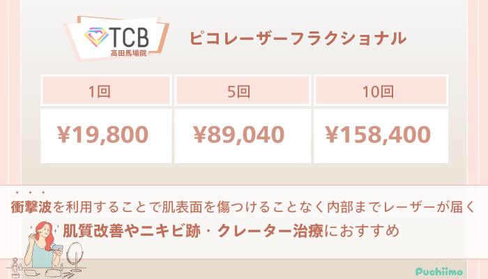 TCB高田馬場ピコレーザーフラクショナルの料金