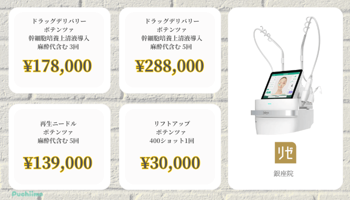 リゼクリニック銀座ポテンツァ比較料金
