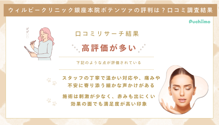 ウィルビークリニック銀座ポテンツァの口コミ評判
