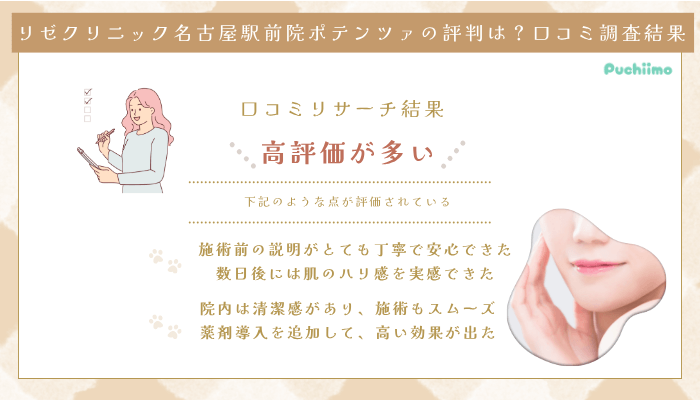 リゼクリニック名古屋駅前ポテンツァの口コミ評判