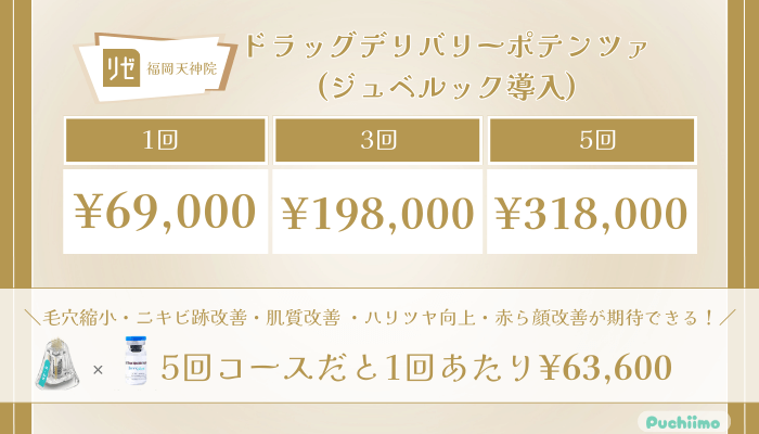 リゼクリニック福岡天神ドラッグデリバリーポテンツァジュベルック導入の料金