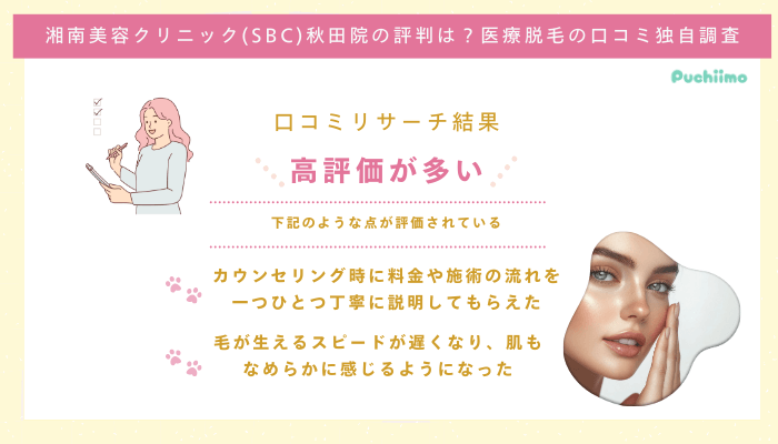SBC秋田医療脱毛の口コミ評判