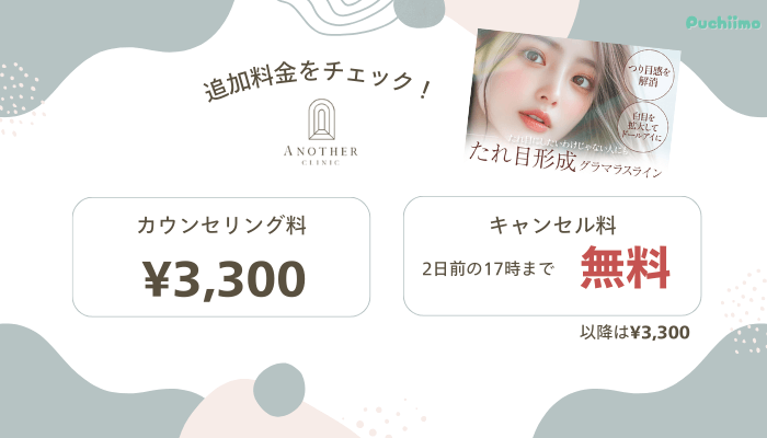 アナザークリニック銀座たれ目形成追加料金