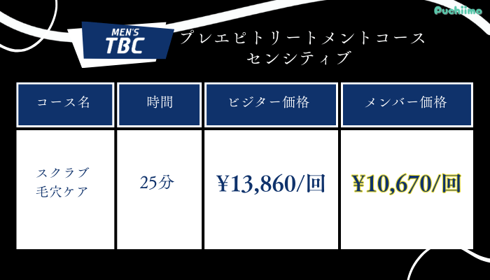 メンズTBCプレエピトリートメントコースセンシティブ料金