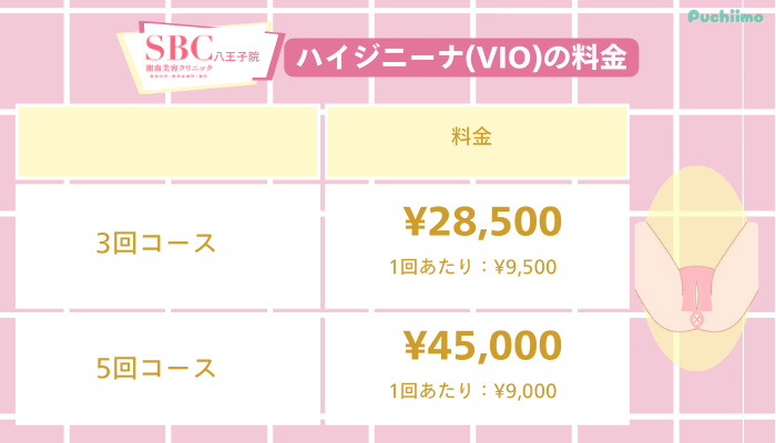 SBC八王子医療脱毛ハイジニーナVIO料金