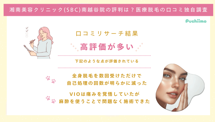 SBC南越谷医療脱毛の口コミ評判