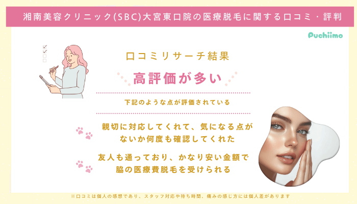 SBC大宮東口医療脱毛口コミ評判