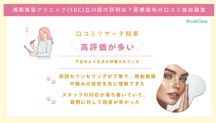 SBC立川医療脱毛の口コミ評判