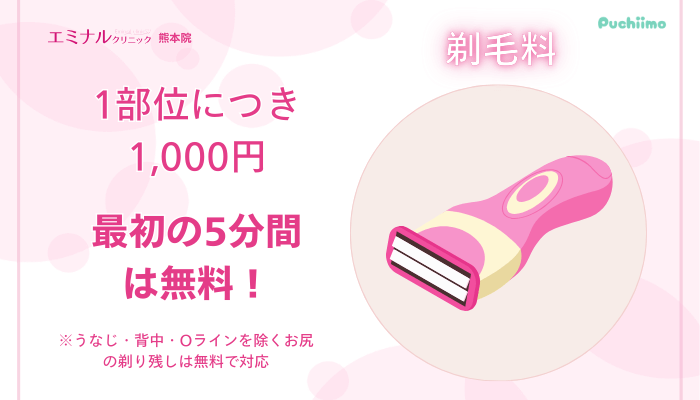 エミナルクリニック熊本医療脱毛剃毛料