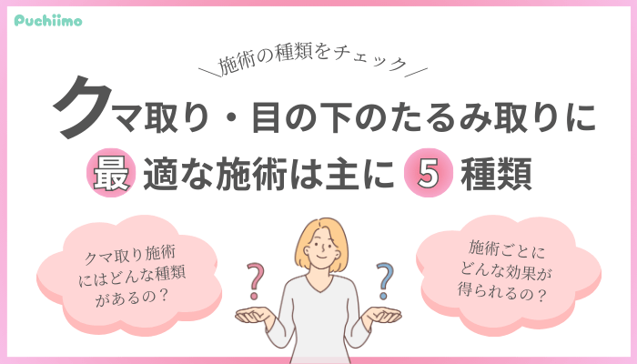 クマ取り大阪クマ取り・目の下のたるみ取りに最適な施術は主に5種類