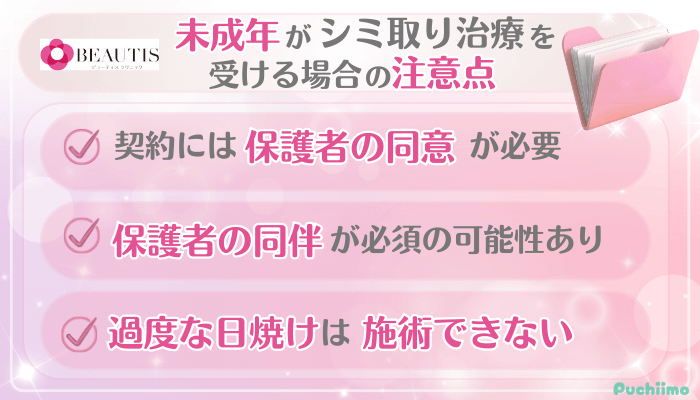 ビューティスクリニックシミ取り治療未成年