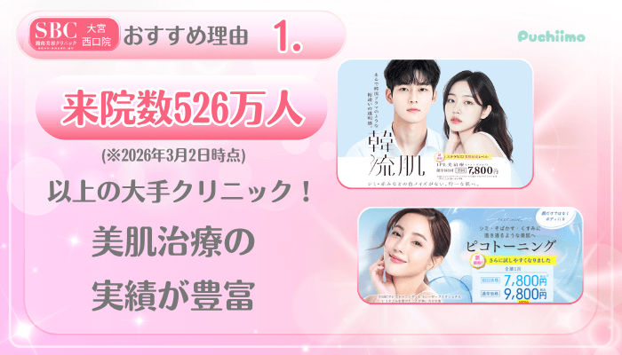 SBC大宮西口美肌治療おすすめ理由1