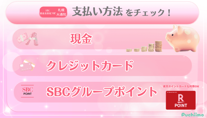 SBC札幌大通美肌治療支払い方法